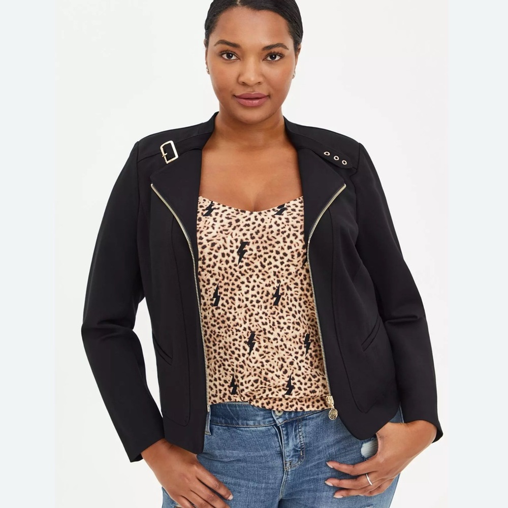 Torrid Black and Gold Blazer with Notched Lapel